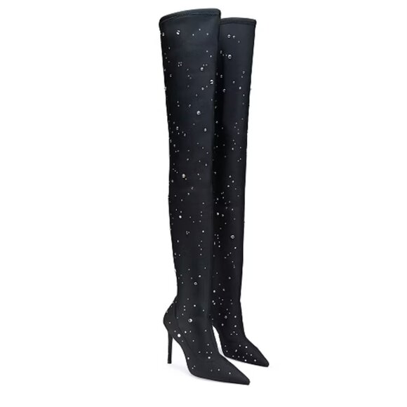 NWT STUART WEITZMAN Ultrastuart Cosmic 3.9" Crystal Embellished Knee Boots SIze8 - Picture 1 of 11